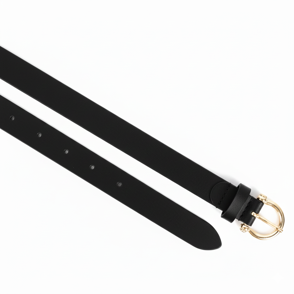 Women's 20mm Full-Grain Leather Belt With Golden Buckle | GM Leather NZ (20MM)