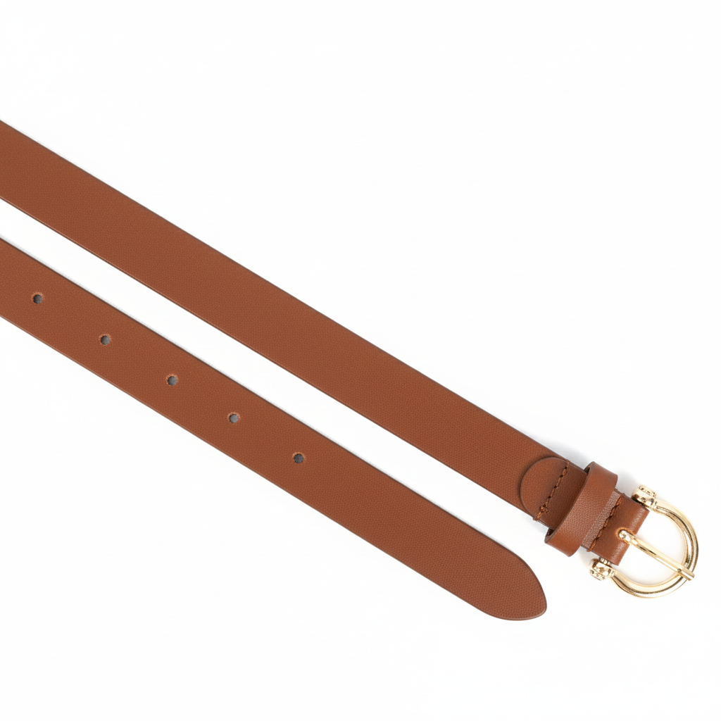 Women's 20mm Full-Grain Leather Belt With Golden Buckle | GM Leather NZ (20MM)