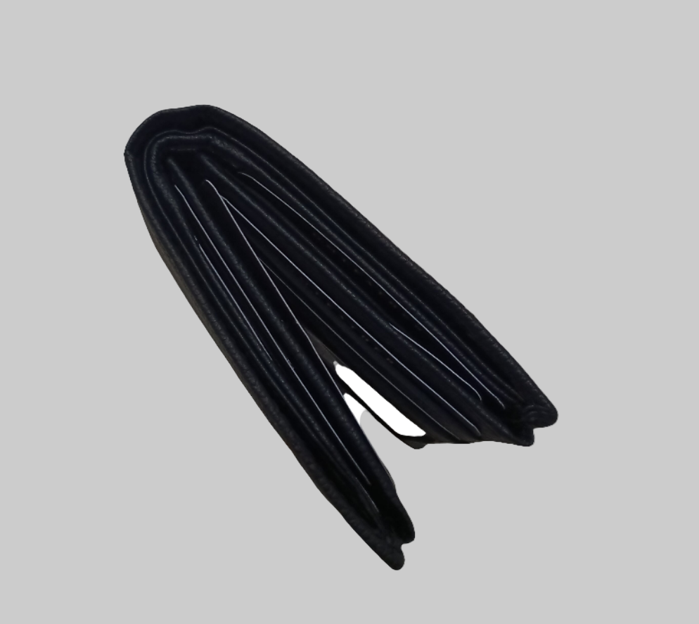 Black rubber tube on a white background