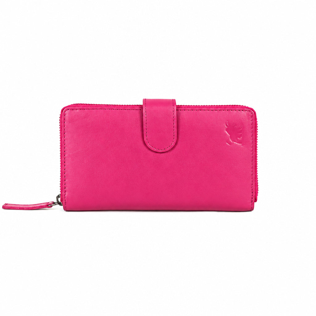Pink Leather Wallet Clutch with Strap | GM Leather Auckland(EL-GM-W03)