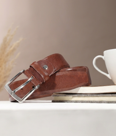 Cognac Leather Dress Belt | GM Leather LB-708 Tan