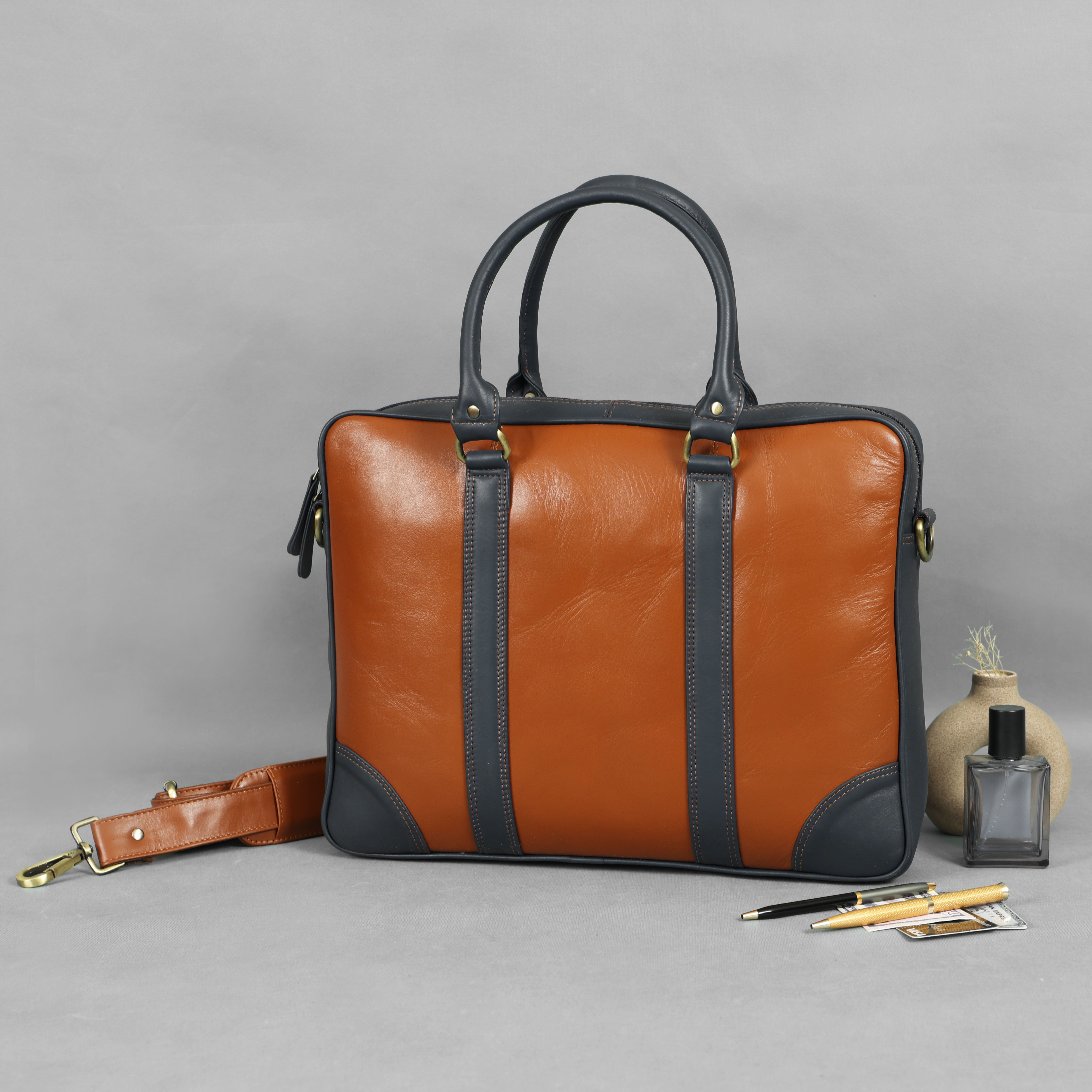 tan-navy-two-tone-leather-briefcase-laptop-bag-GM-Leather-NZ