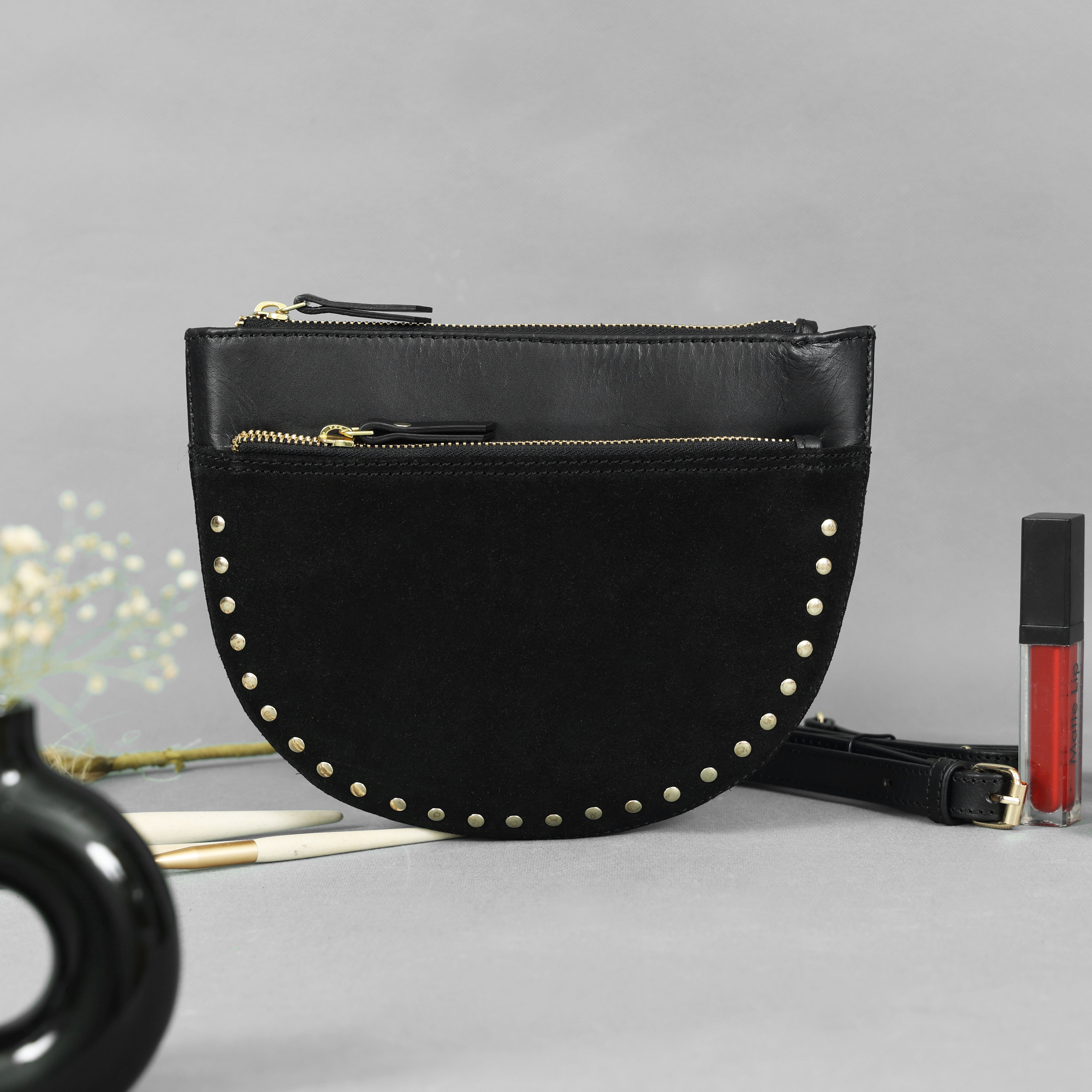 Luxe Dual-Tone Leather Crossbody Belt Bag – Elite Craft(433-E)