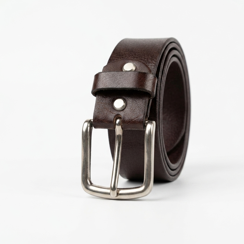 Main Image ALT Text: GM Leather Auckland extra large brown genuine leather belt with silver buckle for 48 to 60 inch waist