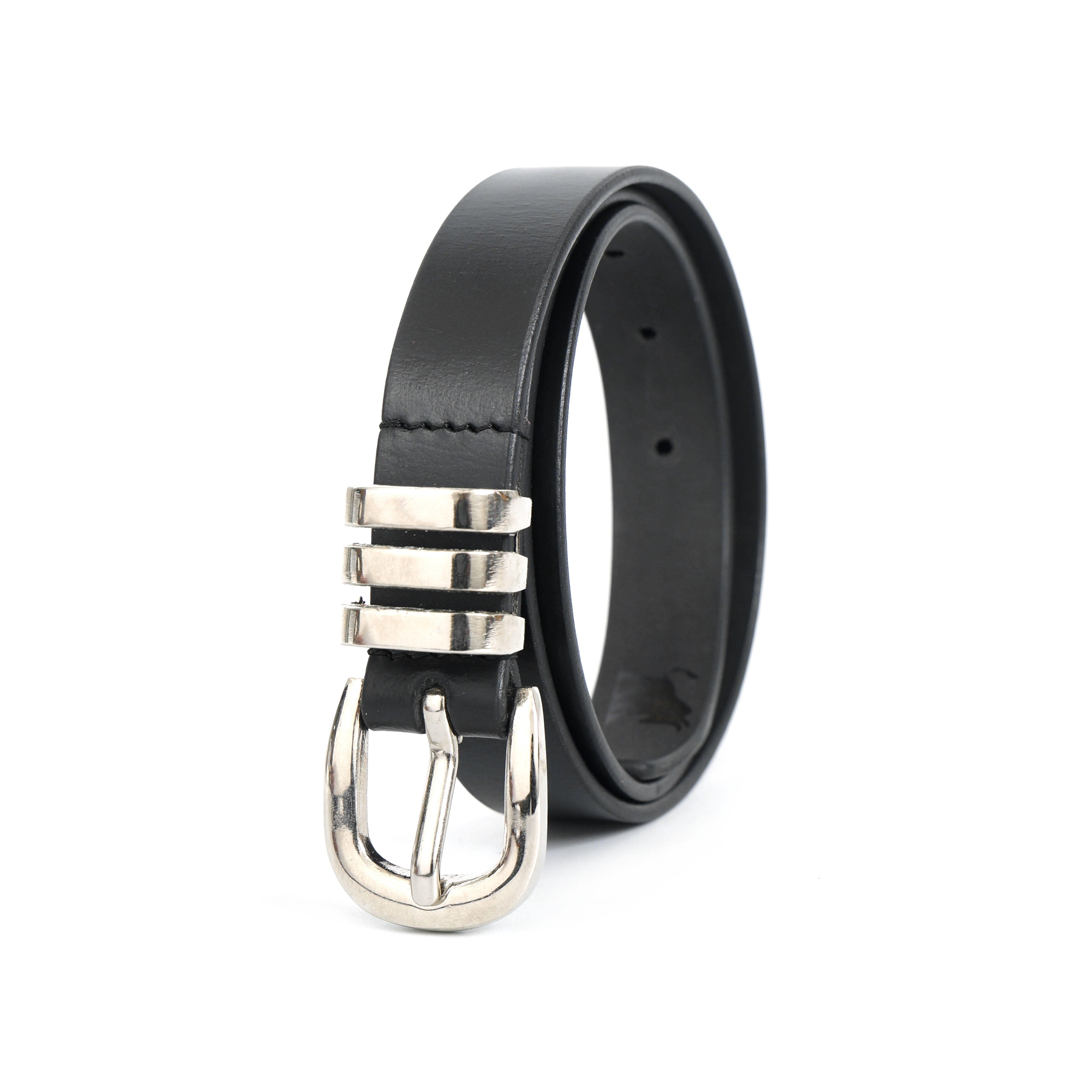 premium black genuine leather belt with silver buckle by GM Leather Auckland, handcrafted for casual and formal wear in New Zealand