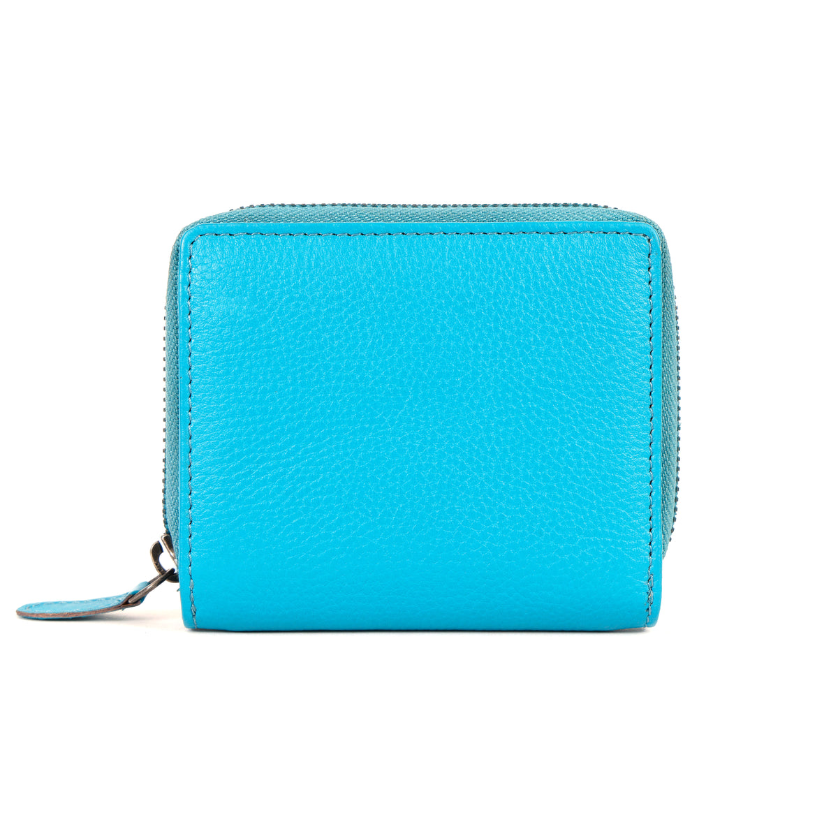 GM Leather Auckland premium blue leather clutch wallet for women showing daily essential pocket with makeup