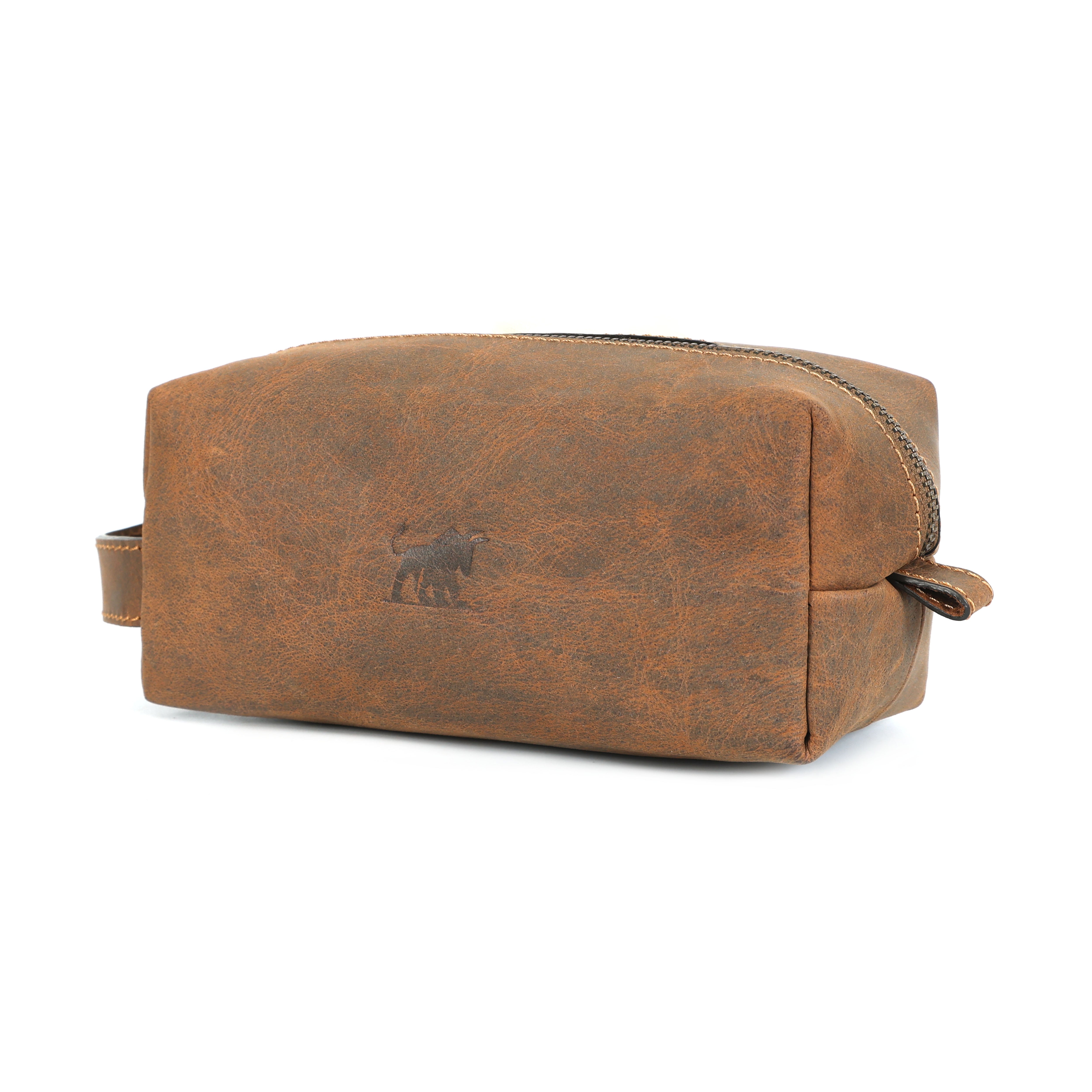 Brown Buffalo Leather Toiletry Bag