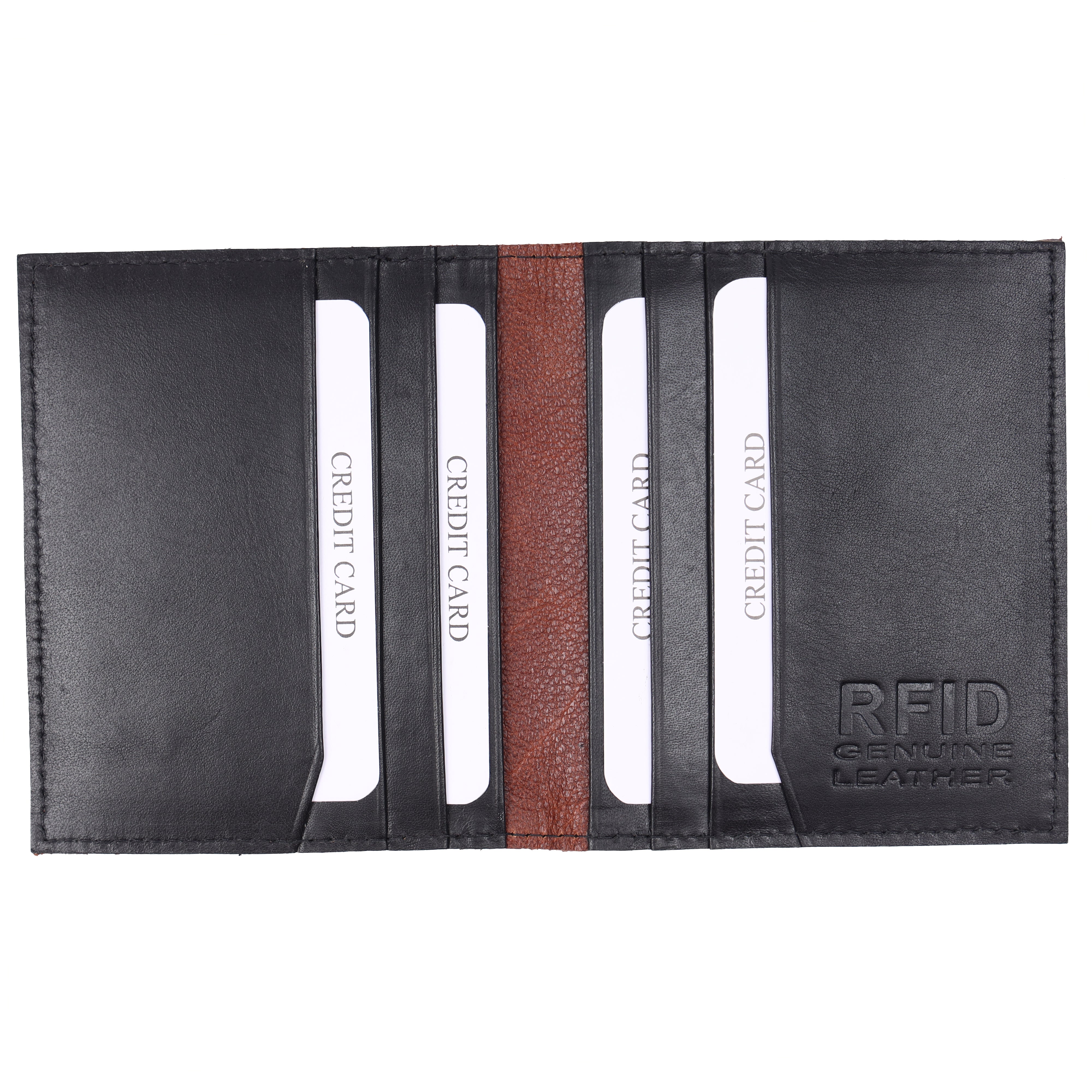 GM Leather premium brown leather wallet highlighting authentic grain texture and detailed contrast stitching.