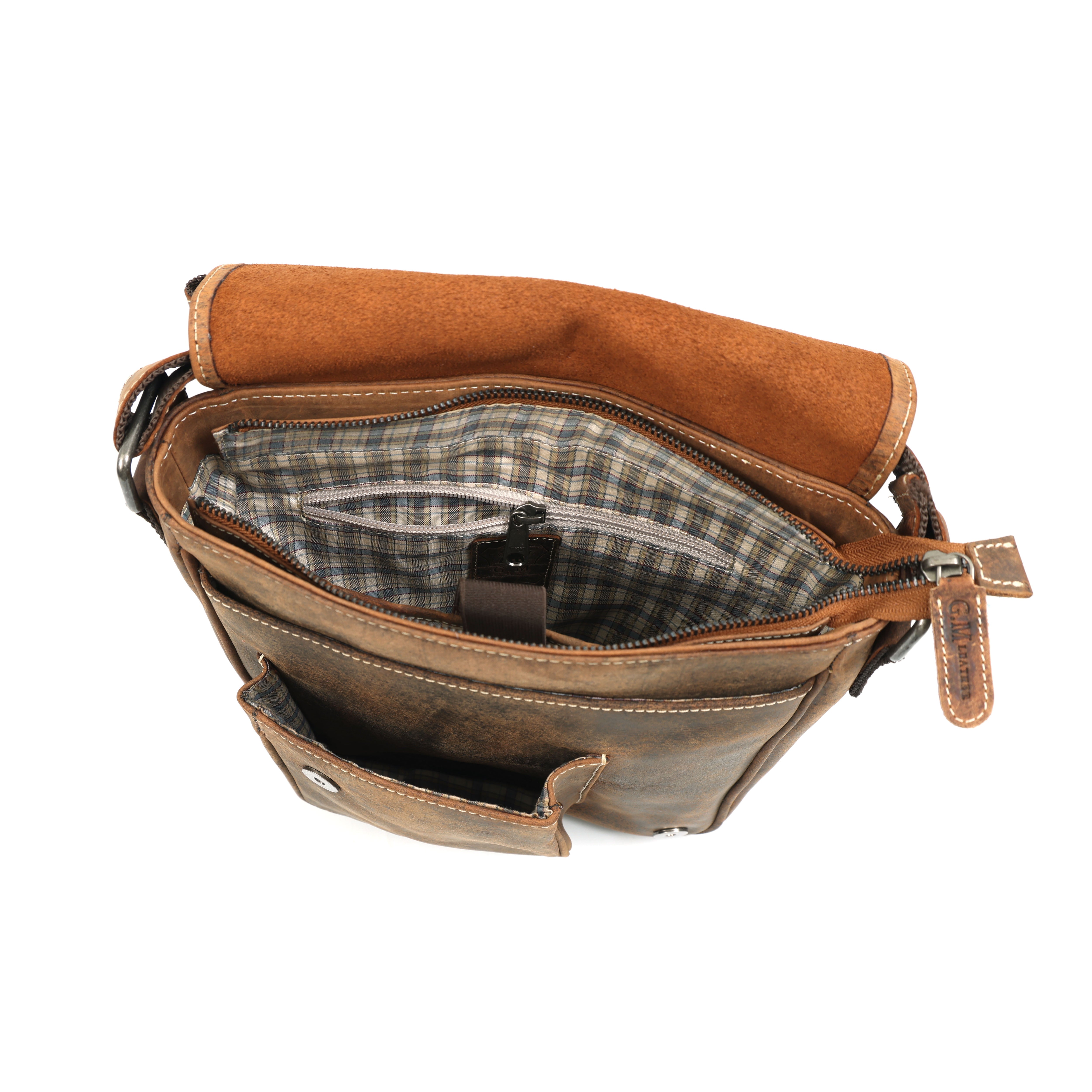 GM Leather classic tan full-grain leather laptop bag/briefcase with handles and adjustable shoulder strap, premium quality product, Auckland.