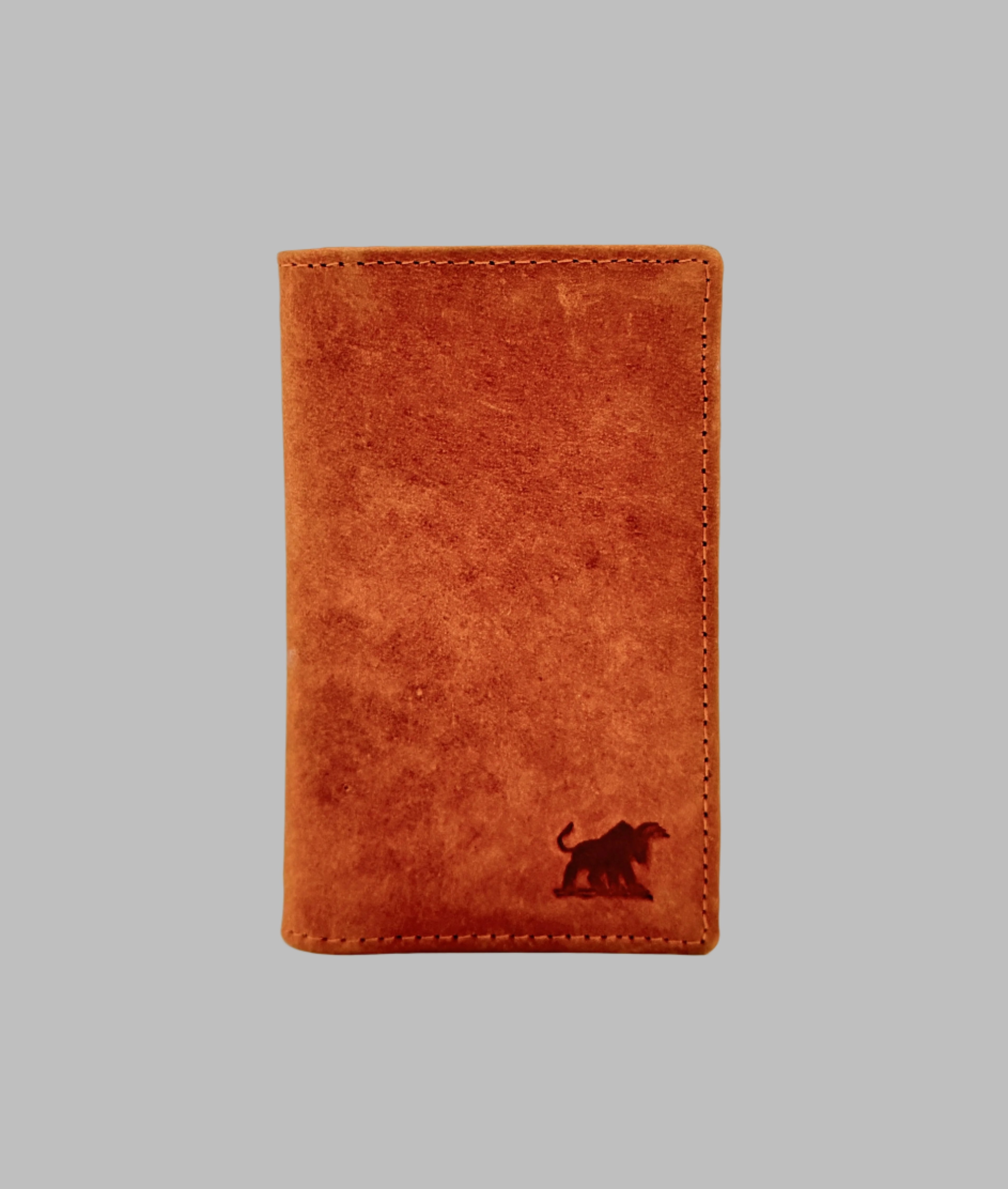 Men's Premium Distressed Tan Leather Long Travel Wallet by GM Leather Auckland, showing the rustic texture and quality stitching