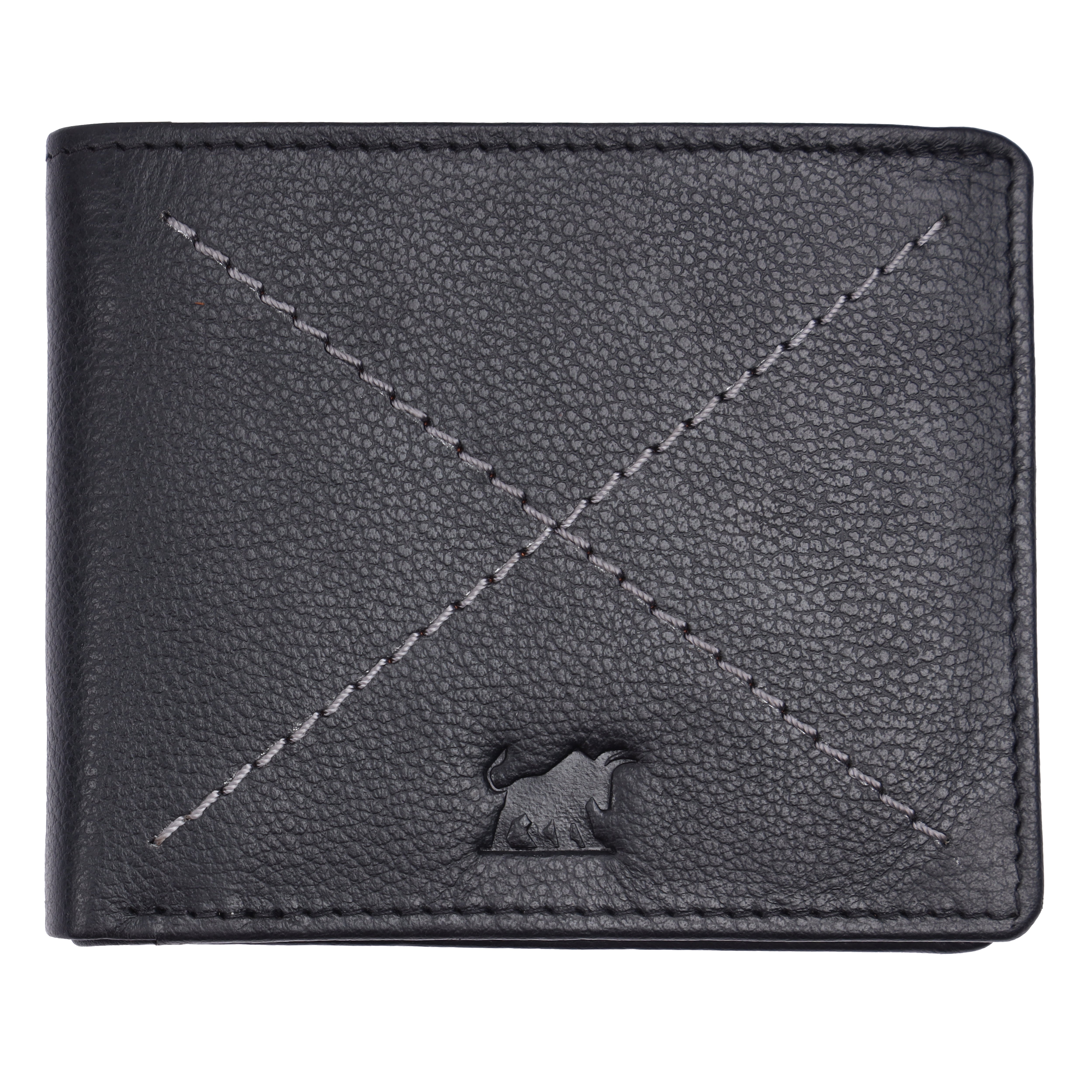 GM Leather premium tan brown full-grain leather bi-fold wallet showing rugged contrast stitching