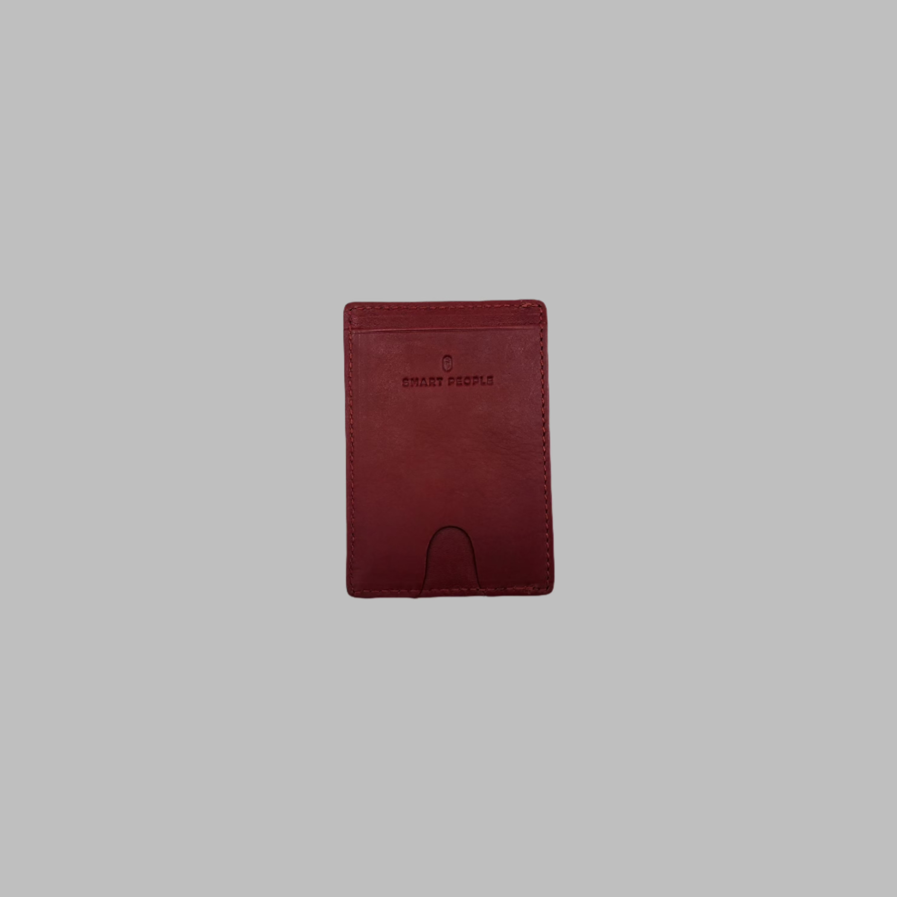 GM Leather Auckland slim red genuine leather card holder wallet for men and women, showing multiple card slots and minimalist design