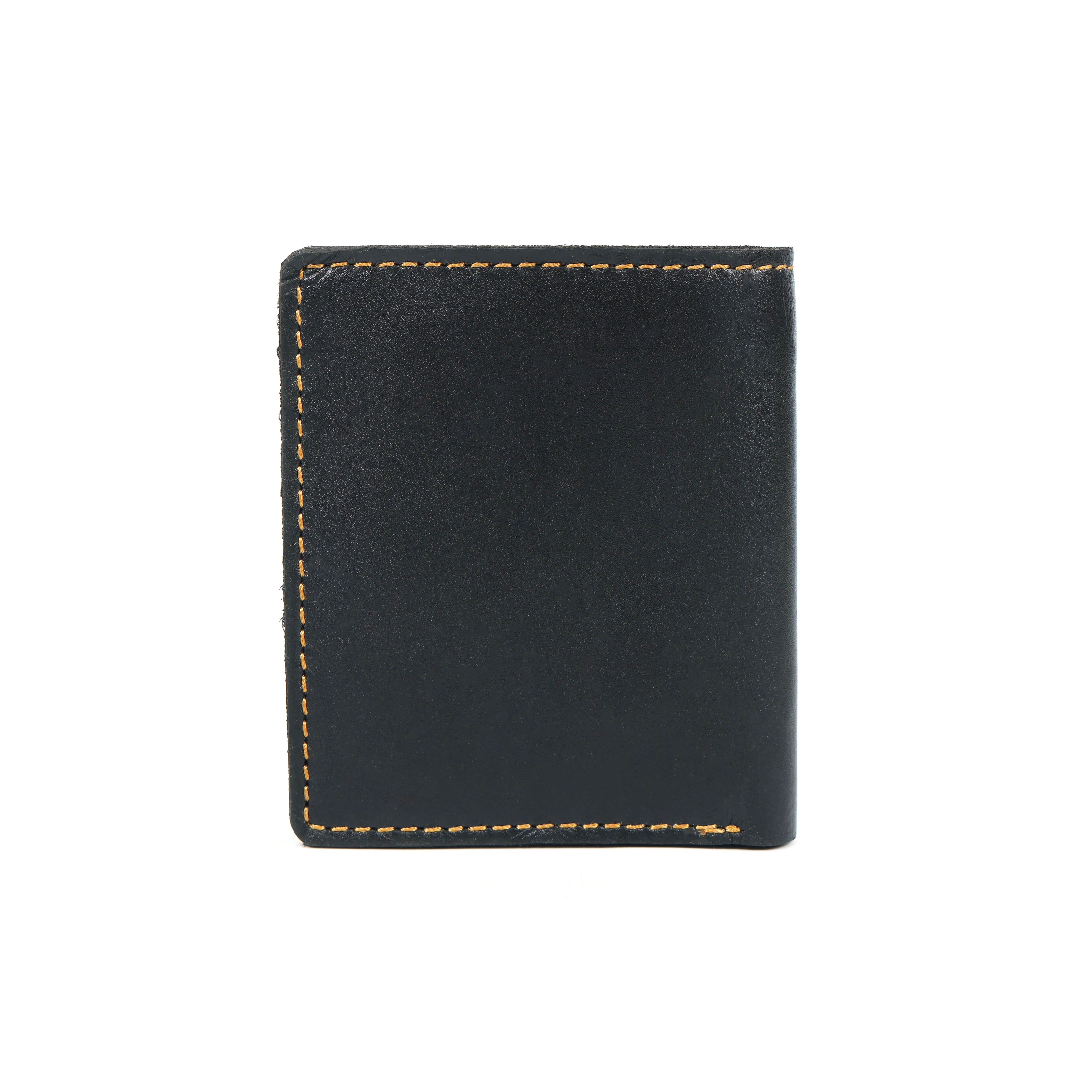 Close-up detail of ImperialCraft full-grain Italian leather wallet showing fine hand stitching and natural leather grain texture.